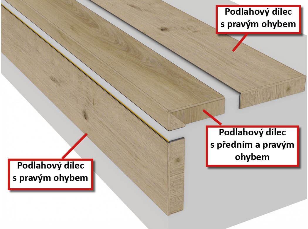 Schema schodu s bocnimi ohyby BUKOMA Dub Natur Elegance